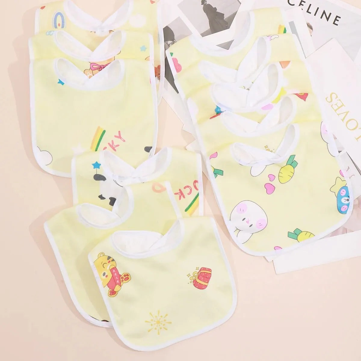 Bavoirs bebe ultra absorbants jaunes