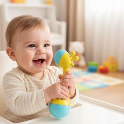 Hochet bébé eveil sensoriel bebe est avec son hochet