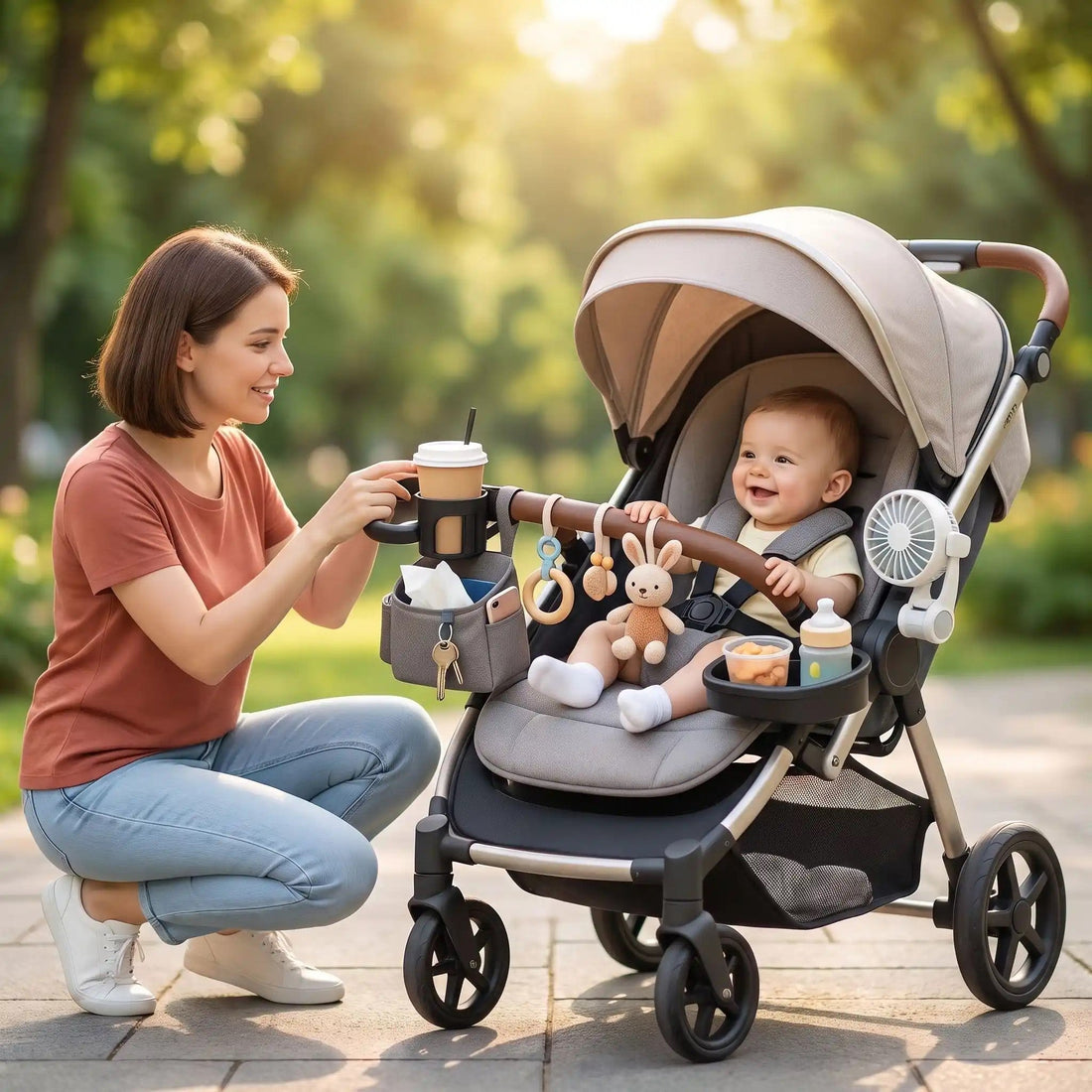 Fixer accessoires poussette sans gêner bébé - Mon P'tit Nid Bébé