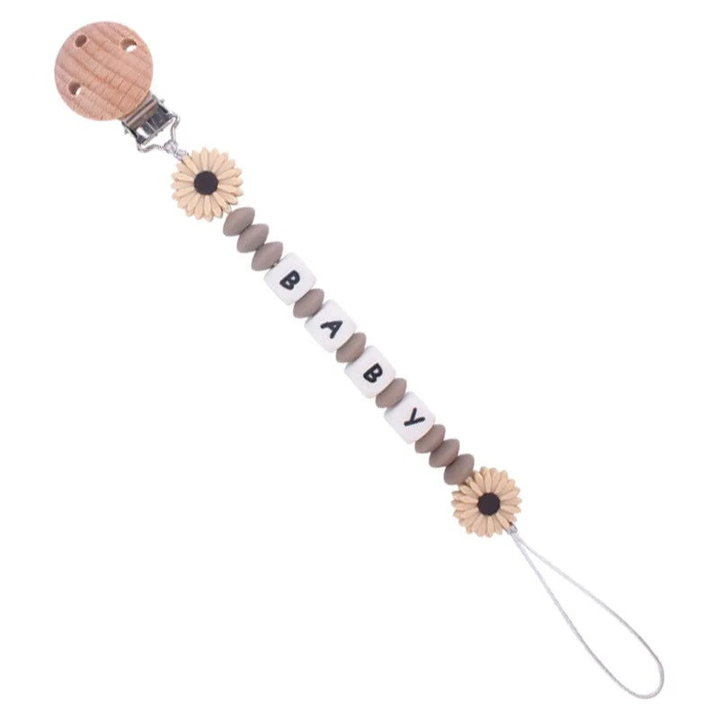Attache tetine elegant et doux beige
