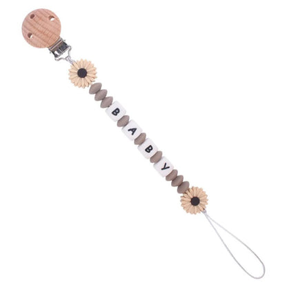 Attache tetine elegant et doux beige