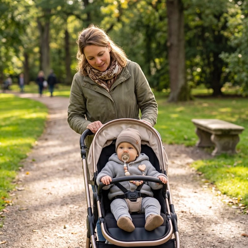 Attache tetine securisee et coloree maman et bebe en balade