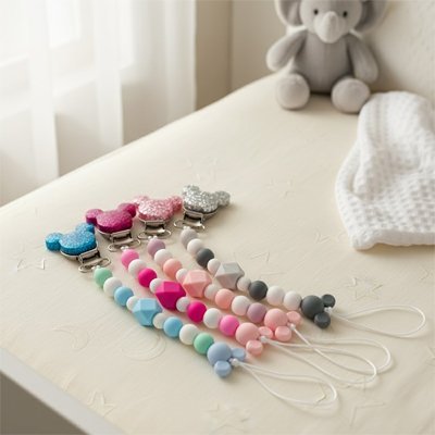 Attache tetine securisee et tendance en perles