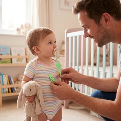 Attache tetine ultra glamour papa et bebe rigolent