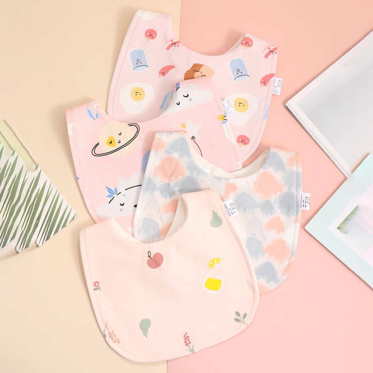 Bavoir bebe protection etanche rose