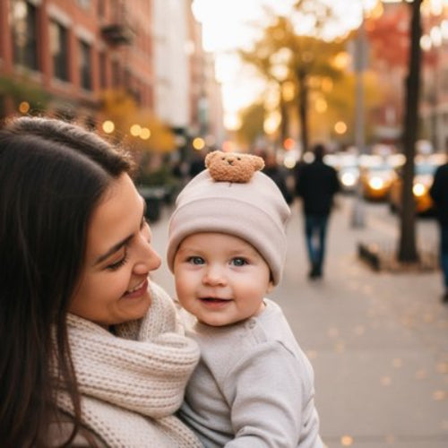 Bonnet bebe douceur estivale maman regarde bebe