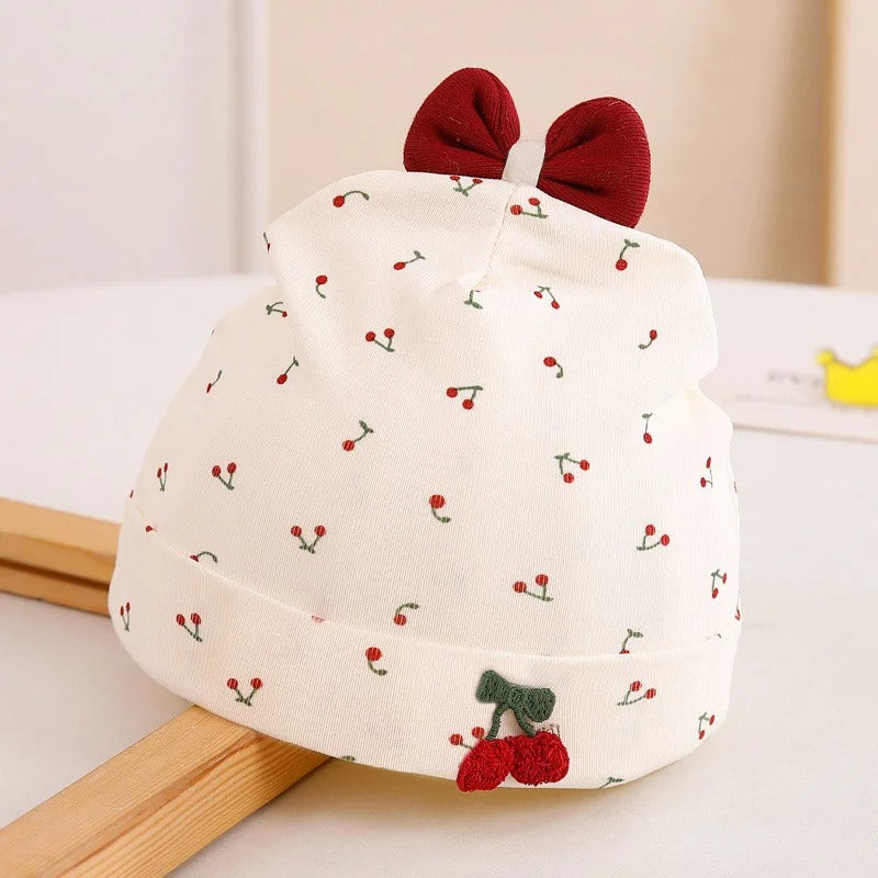 Bonnet bebe doux et chaud cerises