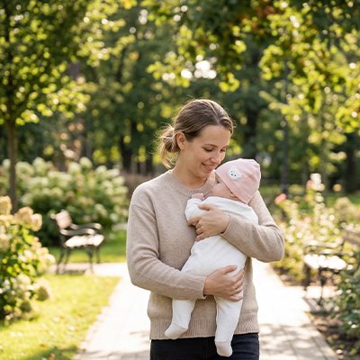 Bonnet bebe tout doux maman et bebe au parc