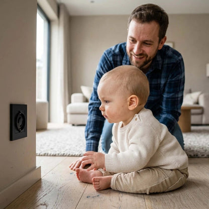 Cache prise secusafe papa et son bebe
