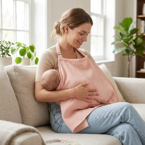 Cape d'allaitement confort intimite maman est assise sur le canape