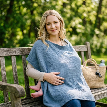 Cape d'allaitement coton doux maman nourrit son bébé discrètement