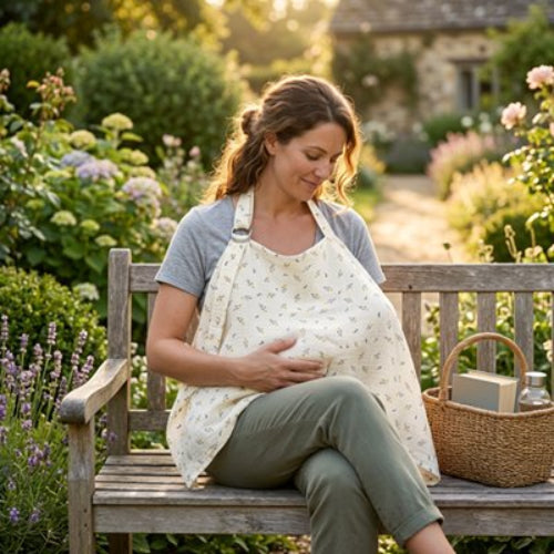 Cape d'allaitement discretion maman est sur le banc