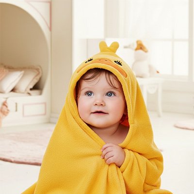 Cape de bain bebe sechage rapide bebe avec un beau regard