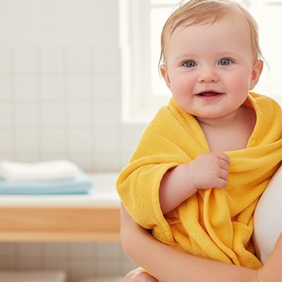 Cape de bain bebe sechage rapide bebe sourit