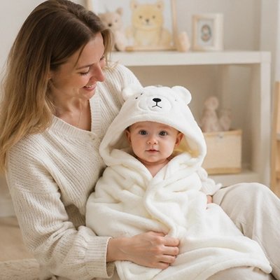 Cape de bain bebe ultra douce maman et son bebe