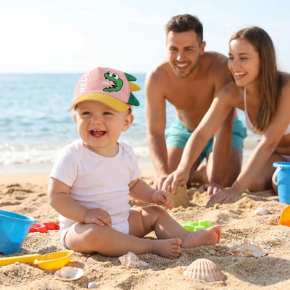 Casquette bebe anti UV respirante famille a la plage