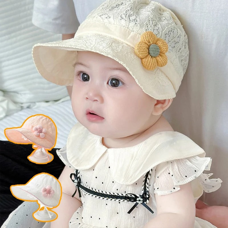 Chapeau bebe anti UV reglable blanc
