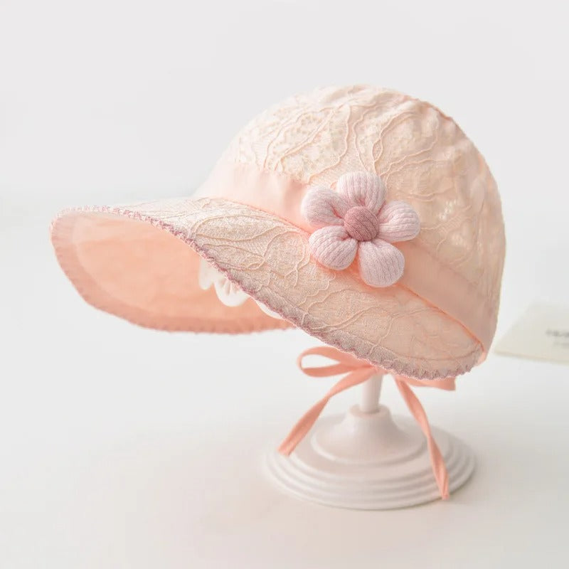 Chapeau bebe anti UV reglable rose
