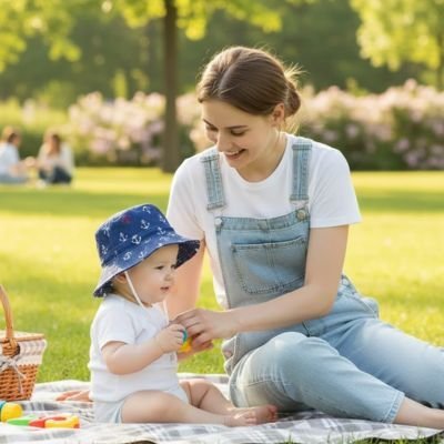 Chapeau bebe | Protection anti - UV ajustable - Mon P'tit Nid Bébé