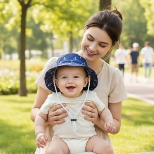 Chapeau bebe Protection anti UV ajustable maman et bebe au parc