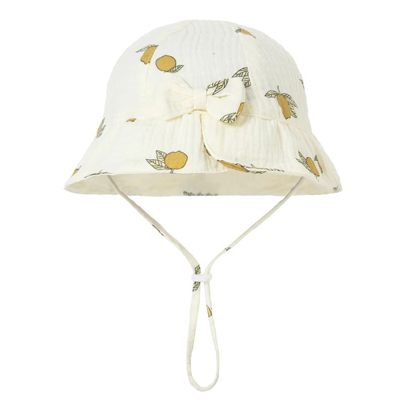 Chapeau bebe protection UV florale dessins de citrons