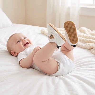 Chaussure bebe simplicite et charme bebe est sur le lit