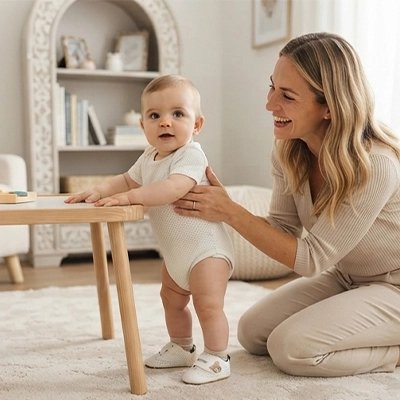 Chaussure bebe simplicite et charme maman soutient son bebe