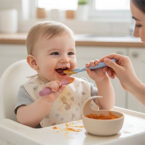 Cuillère bebe esay eat maman nourrit bebe