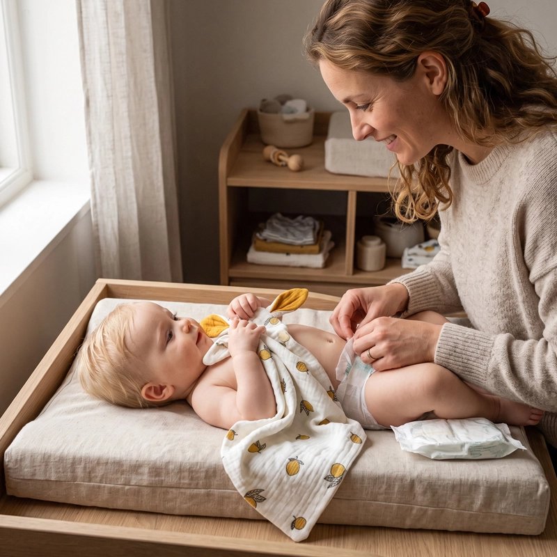 Doudou bebe douceur garantie maman change son bebe