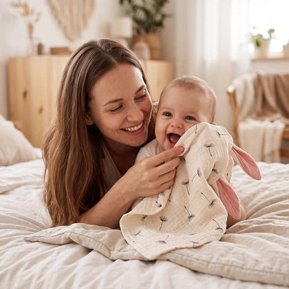 Doudou bebe douceur garantie maman et son bebe sur le lit
