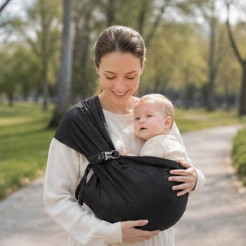 Echarpe de portage confort et serenite maman et bebe en promenade