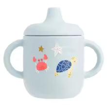 Gobelet bebe anti fuite ergonomique bleu