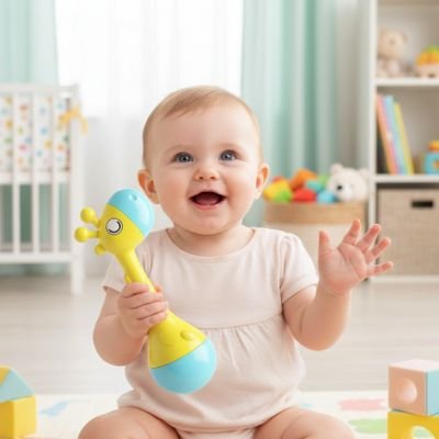 Hochet bébé eveil sensoriel bebe joue au sol