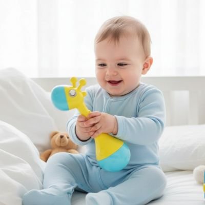 Hochet bébé eveil sensoriel bebe joue avec son hochet