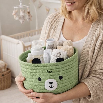 Panier rangement bebe pratique et colore indispensable pour maman