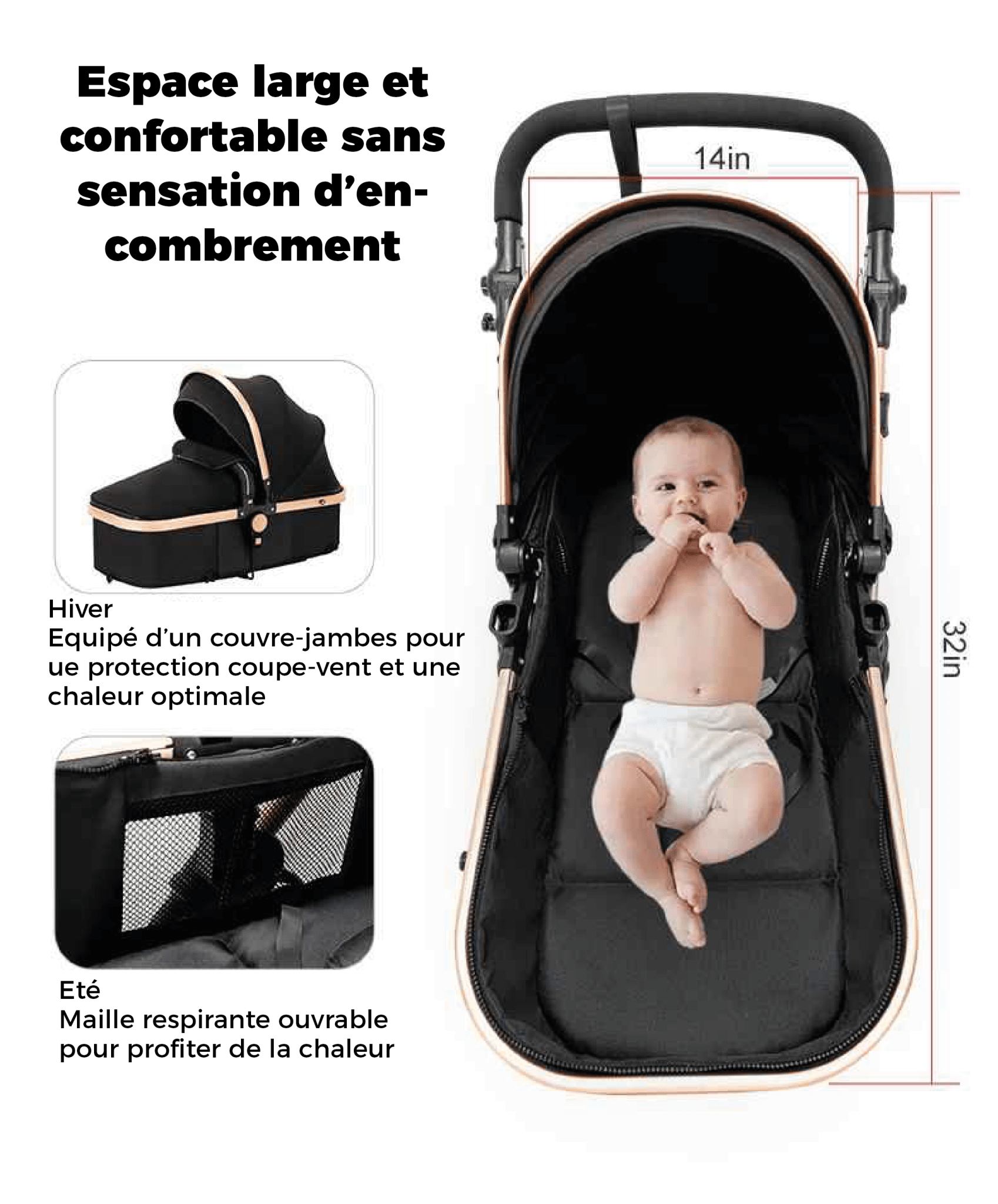 Poussette 3 en 1 | Evolutive - Mon P'tit Nid Bébé