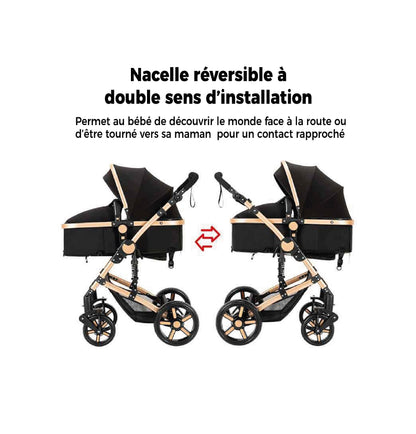 Poussette bebe 3 en 1 evolutive avec nacelle