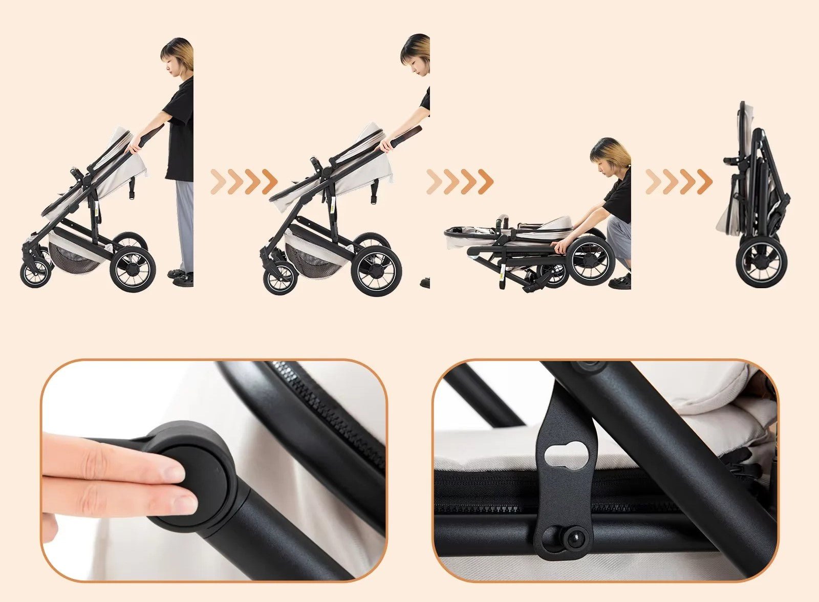 Poussette bébé | 3 en 1 Modulable - Mon P'tit Nid Bébé