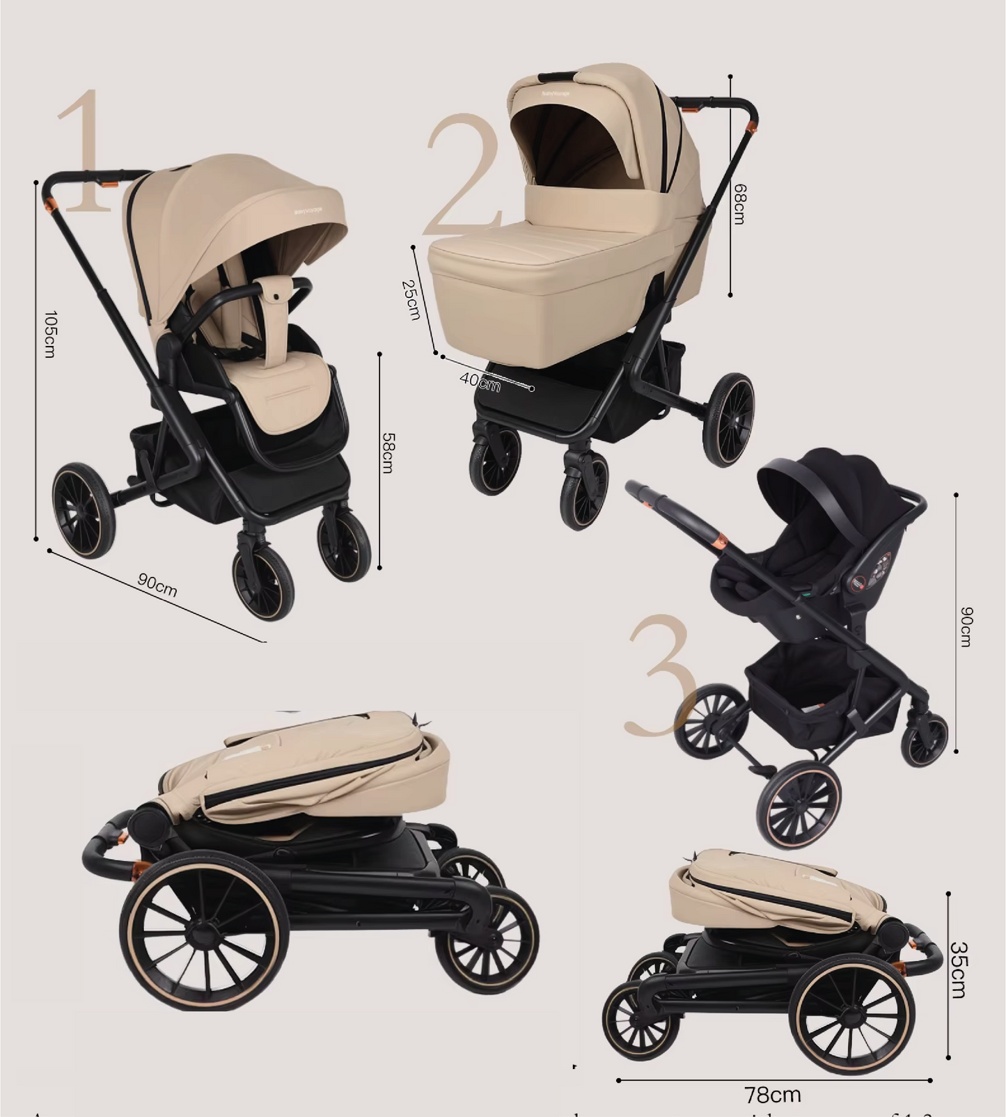 poussette bebe avec ses dimensions