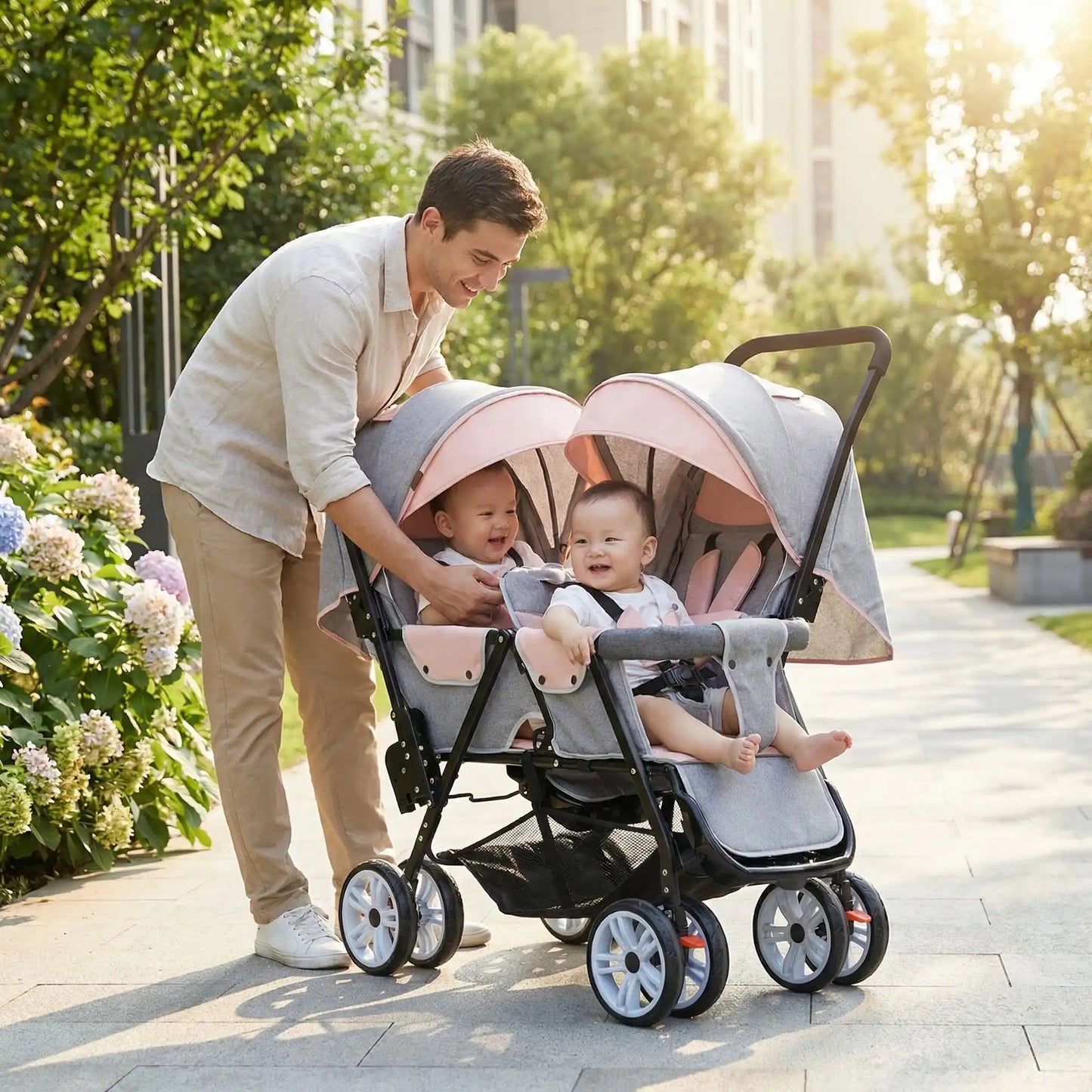 Poussette bébé | Double Compacte Pliable - Mon P'tit Nid Bébé