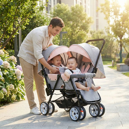 Poussette bébé | Double Compacte Pliable - Mon P'tit Nid Bébé