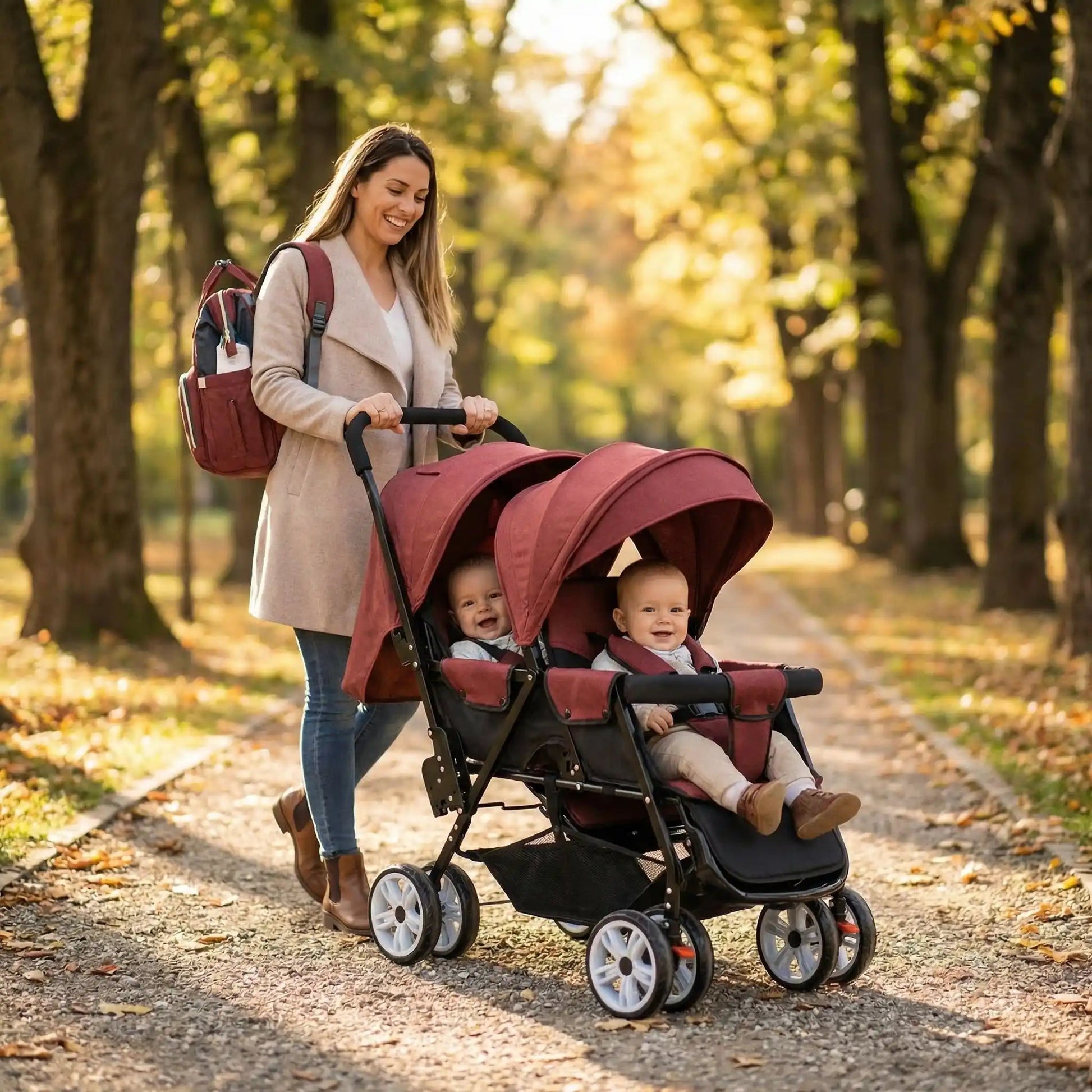 Poussette bébé | Double Compacte Pliable - Mon P'tit Nid Bébé