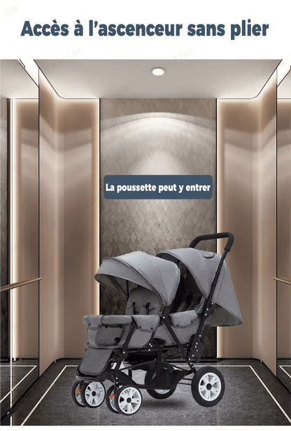 Poussette bébé | Double Compacte Pliable - Mon P'tit Nid Bébé