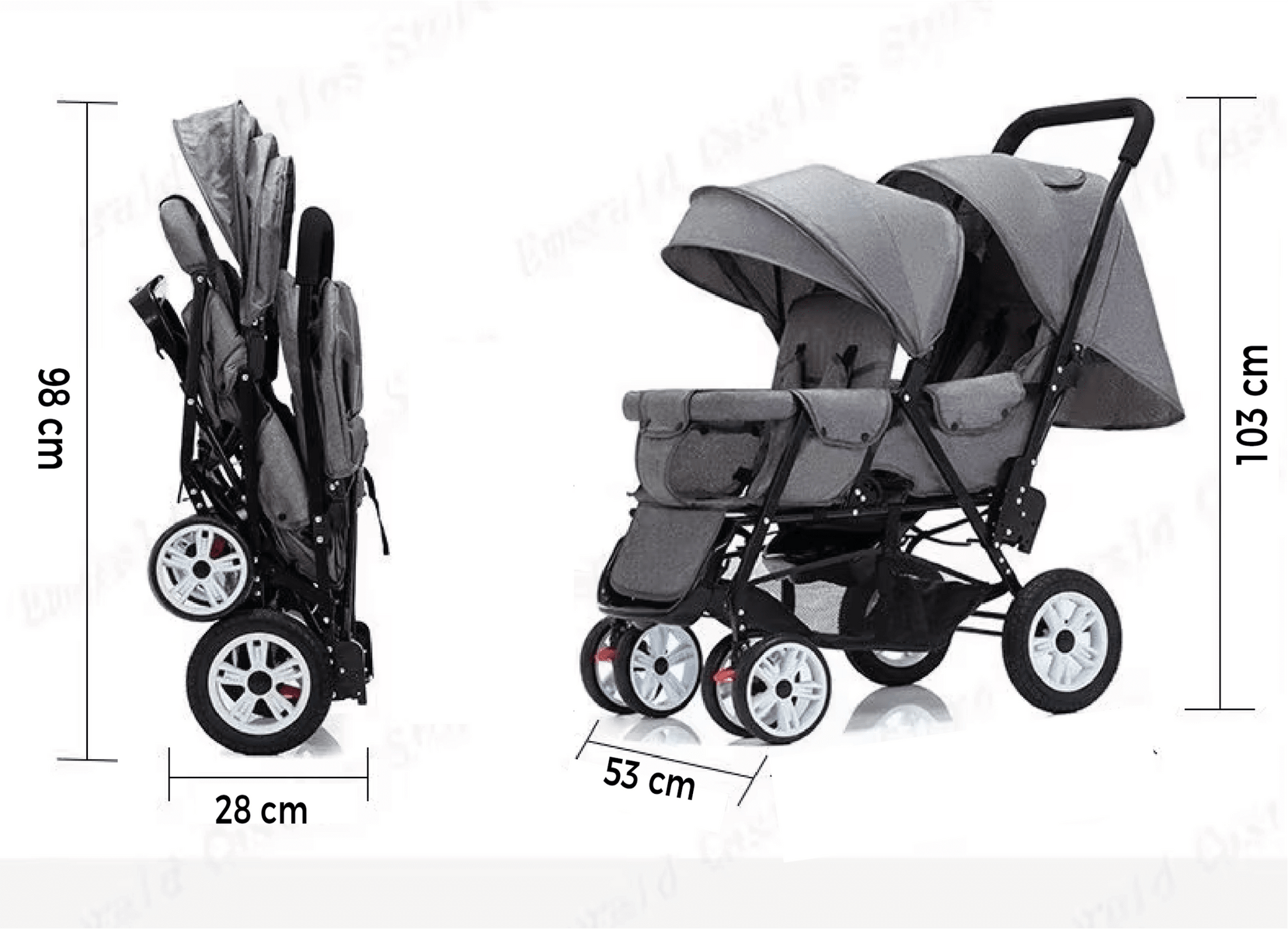 Poussette bébé | Double Compacte Pliable - Mon P'tit Nid Bébé