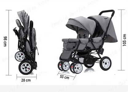 Poussette bébé | Double Compacte Pliable - Mon P'tit Nid Bébé