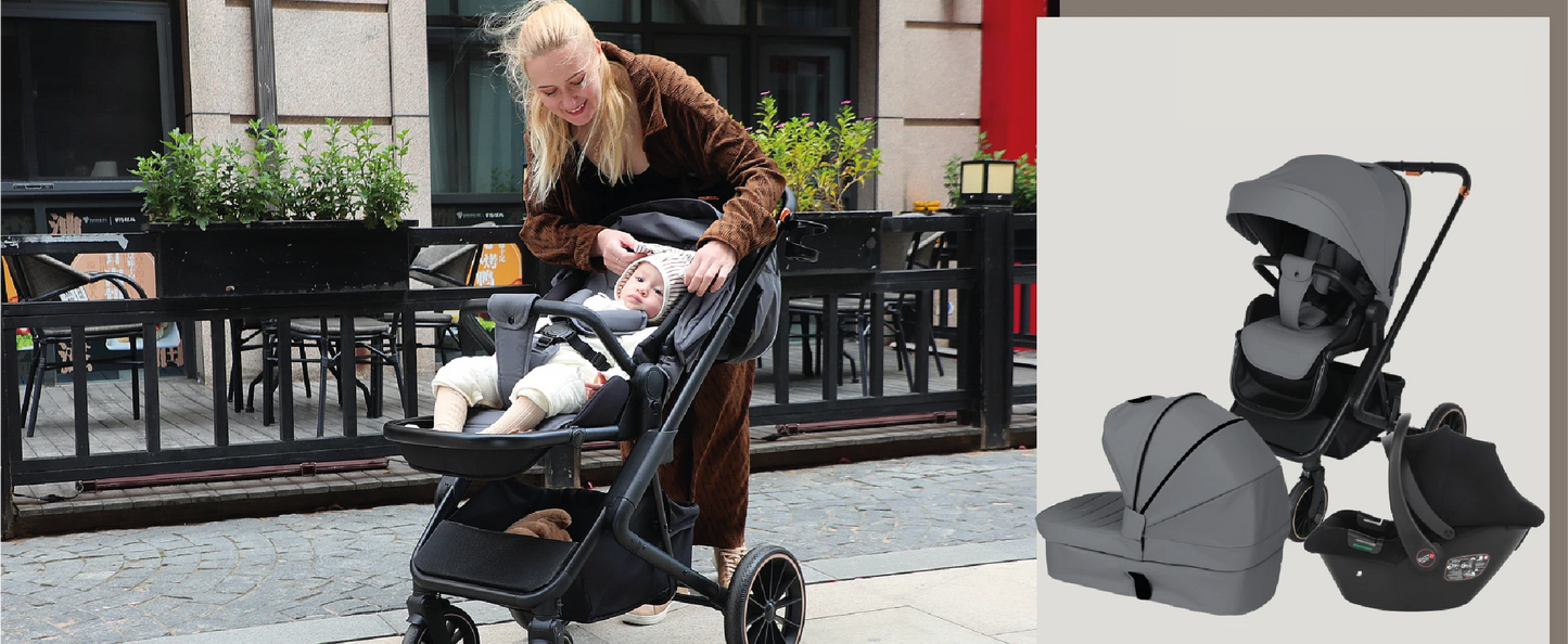 poussette bebe maman et bebe en exterieur
