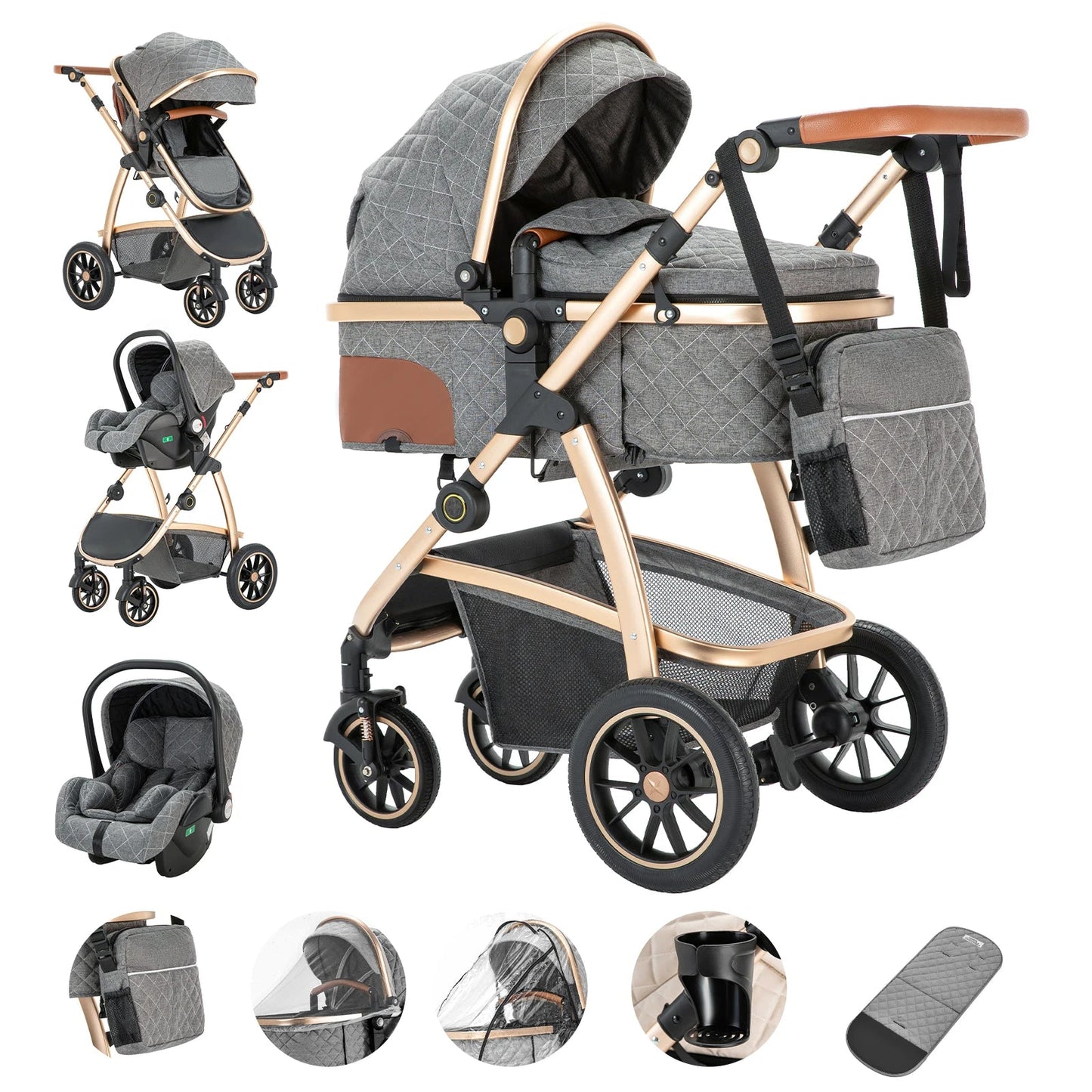 Poussette bébé | Trio Évolutive Pliable - Mon P'tit Nid Bébé