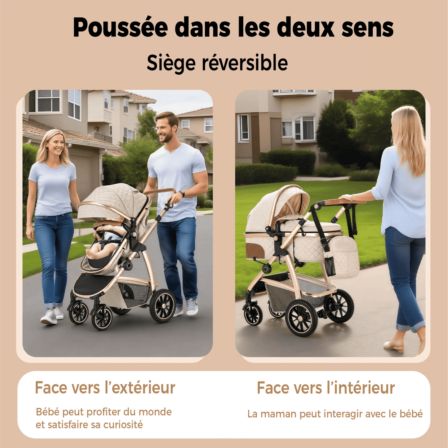 Poussette bébé | Trio Évolutive Pliable - Mon P'tit Nid Bébé