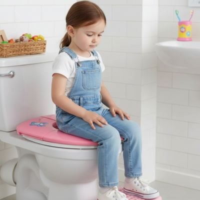 Reducteur de toilette confort enfant fille sur le pot