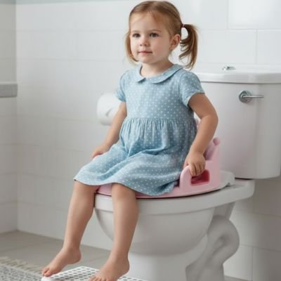 Réducteur de toilette confort et maintien bebe est sur le pot